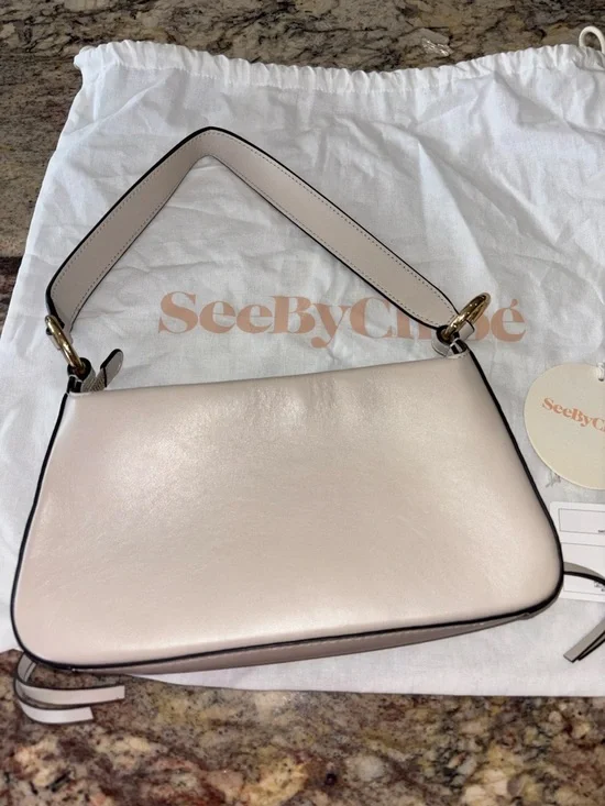 See By Chloe Tilda Cream Leather Shoulder Bag with Braided Sides - Picture 6 of 11